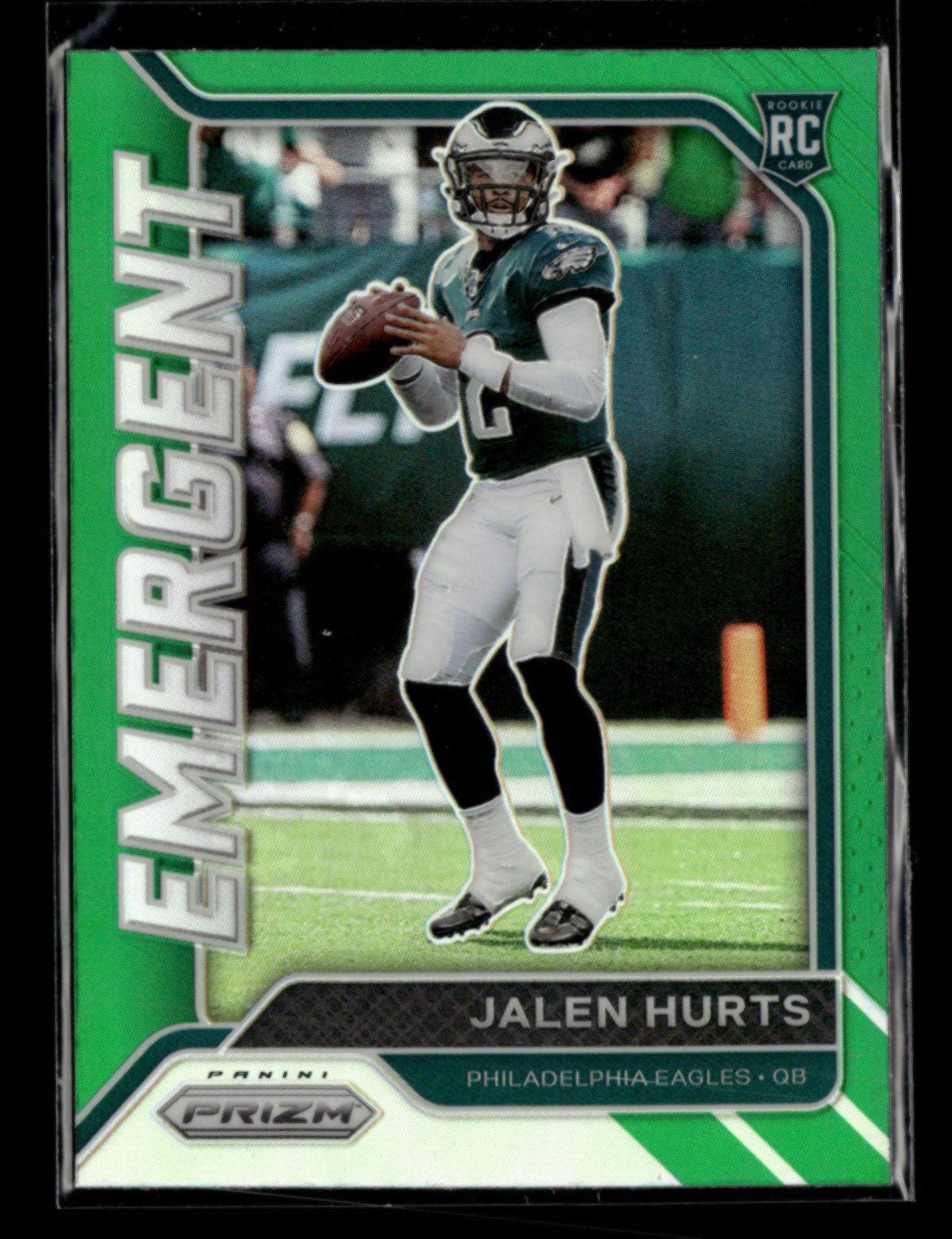 Jalen Hurts RC 2020 Panini Prizm Football Emergent Green Prizm Eagles [xfu9