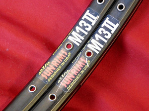2 Black Sunrims M13 II Clincher Rims 700C x 20 mm 36 Hole Presta @ 460 grams