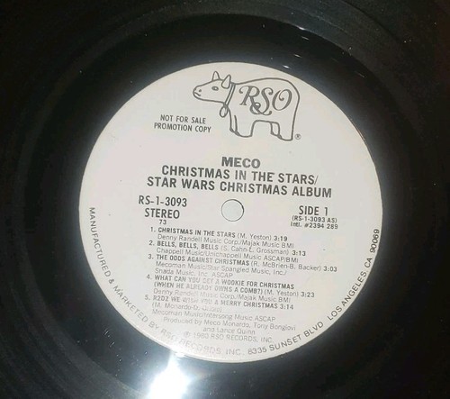 Star Wars *Christmas In The Stars* VINYL LP Meco 1980 White Label Promo