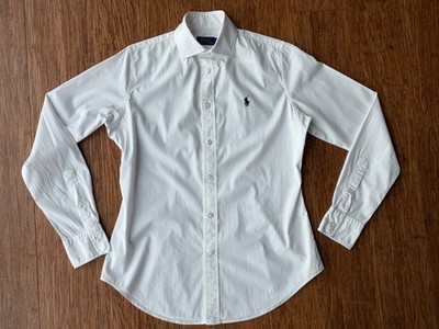 Polo Ralph Lauren - Slim Fit - Damenbluse weiß Gr. 6 (36-38) Reiter dunkelblau