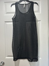 Ellen black crochet mesh mini dress, sleeveless