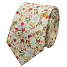 Floral Ties Skinny Tie for Men, Cotton Mens Neckties for Wedding, Yellow Red