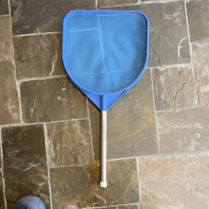 Blue Pool Leaf Net Rake with Aluminum Handle and Mesh Skimmer