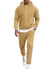 Mens Hoodie Sets 2 Piece Outfits Long Sleeve Sweatpants and Zipper Sweatshirt...