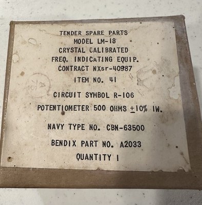 LM-18 Potentiometer 500Ω CBN-63500 – Bendix A2033 – NOS Military | eBay