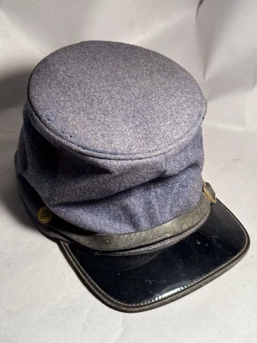 Civil War Confederate CSA Kepi Cap Hat with “CSA” Buttons & Leather Visor