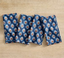 Pottery Barn Amaya Block Print Organic Cotton Napkins Set of 4 - FREE SHIP