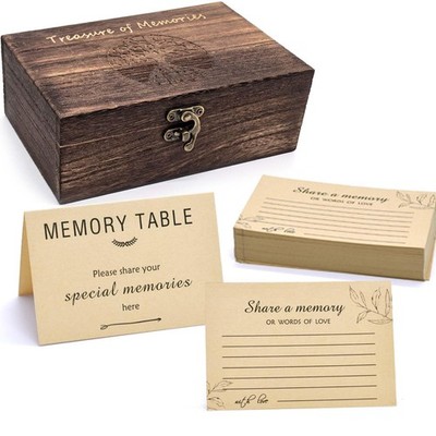 Wooden Share Love & Memories Box with 50 Pcs Share A Memory Cards for Celebra...