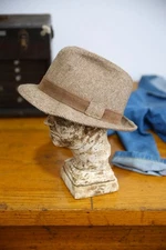 Vintage Fedora Hat Richman Brothers Tweed Brown Cap Mens 7 1/8
