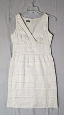 Talbots Womens 100% Linen Sleeveless Lined Beige Sheath Dress, 34" Chest S/M