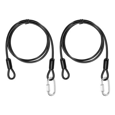 2Set 3/16'' Dia 4.9ft Security Steel Cable with Loops Black + Quick Links