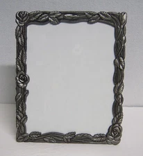 VTG Pewter Frame with Embossed Roses & Vines - Victorian/Art Nouveau Style