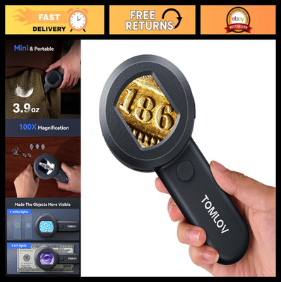 Handheld Digital Microscope 100X with Light, Portable Coin Magnifier & Loupe