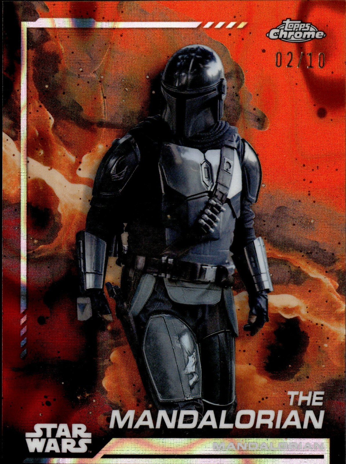 2024 Topps Chrome Star Wars #21 The Mandalorian Mustafar Lava Refractor /10