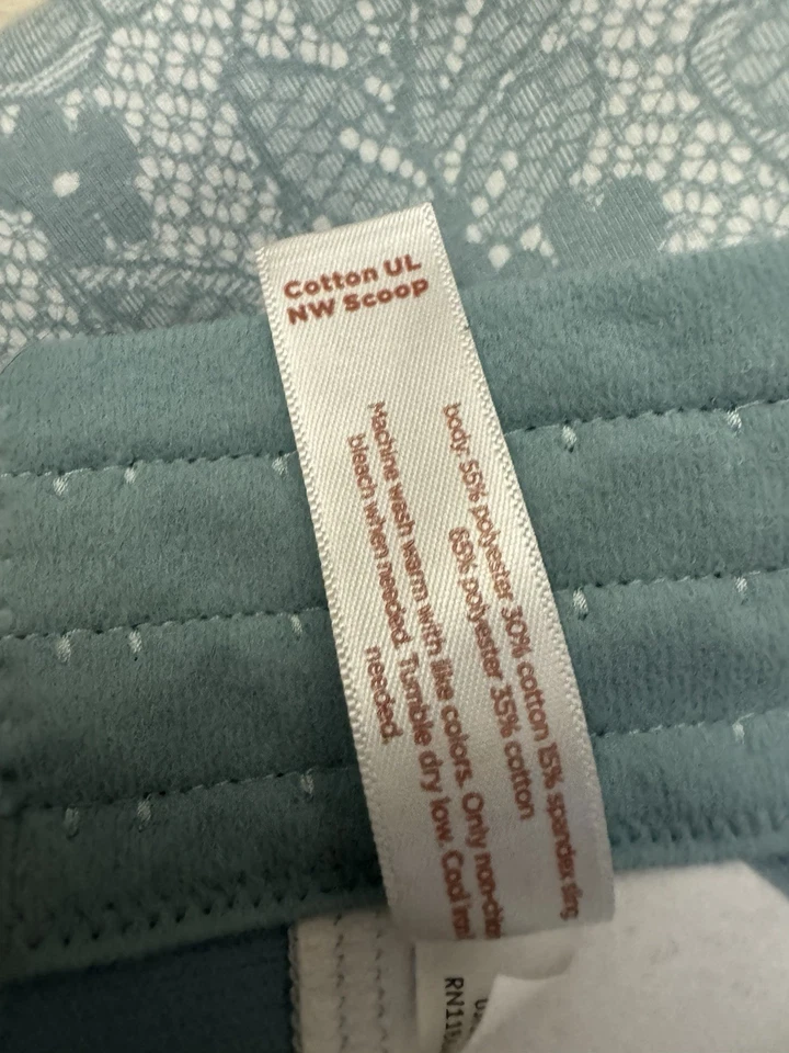 Cacique Bra Size 52D Cotton Unlined No Wire Scoop Floral Green Comfort Lounge - Image 4 of 4