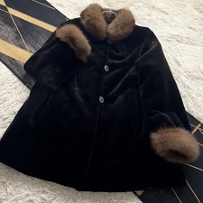 Reversible Russian Sable Black Mink Fur Coat Long Sleeve Lightweight L-XL