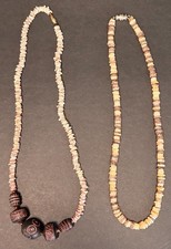 VTG Natural Puka Shell Surfer Wear Choker Necklaces Hawaiian Beach Boho Set Of 2