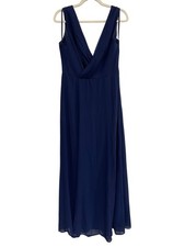 Minuet Gown Large Sleeveless V-Neck Navy Blue Bridesmaid Elegant Wedding NEW 