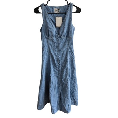 Reformation Sebastien Denim Midi Dress Women's Deep V-Neck Blue Size 0 | eBay Reformation Sebastien Denim Midi Dress Women's Deep V-Neck Blue Size 0 | eBay