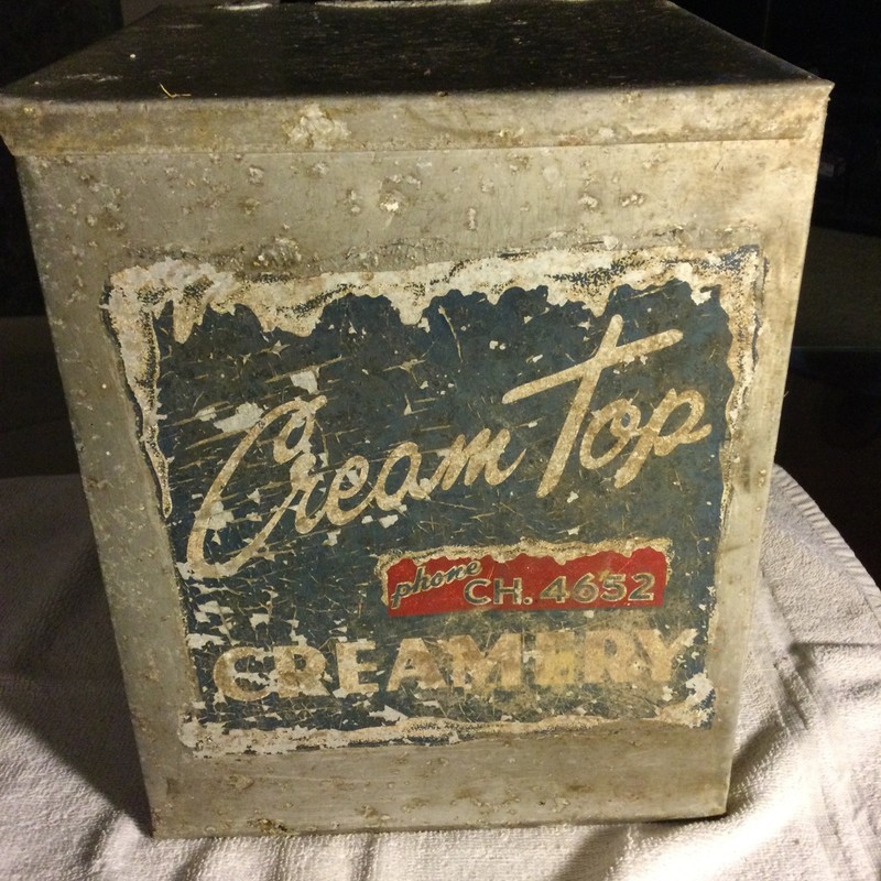 Vintage Metal Dairy Container/Chest, Cream-Top Creamery, Phone CH. 4652