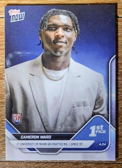 Cameron Ward 2025 Topps Now 1st Pick Draft Base RC #D-1 ROOKIE Tennessee Titans