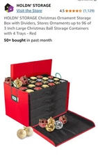 HOLDN’ STORAGE Christmas Ornament Storage Container Box with Dividers 96 - 3" 