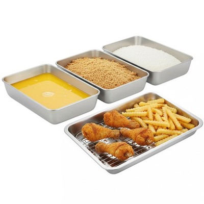 3 PCS Breading Pans Chicken Cutlet Dredging Trays Stainless Oil Filter Food