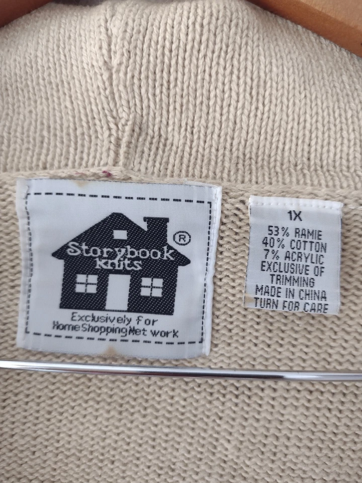 Suéter de Colección Libro de Cuentos Tejidos Shih Tzu Perro 1X Borlas Flecos Pata Estampado Beige HSN Foto 4 de 4