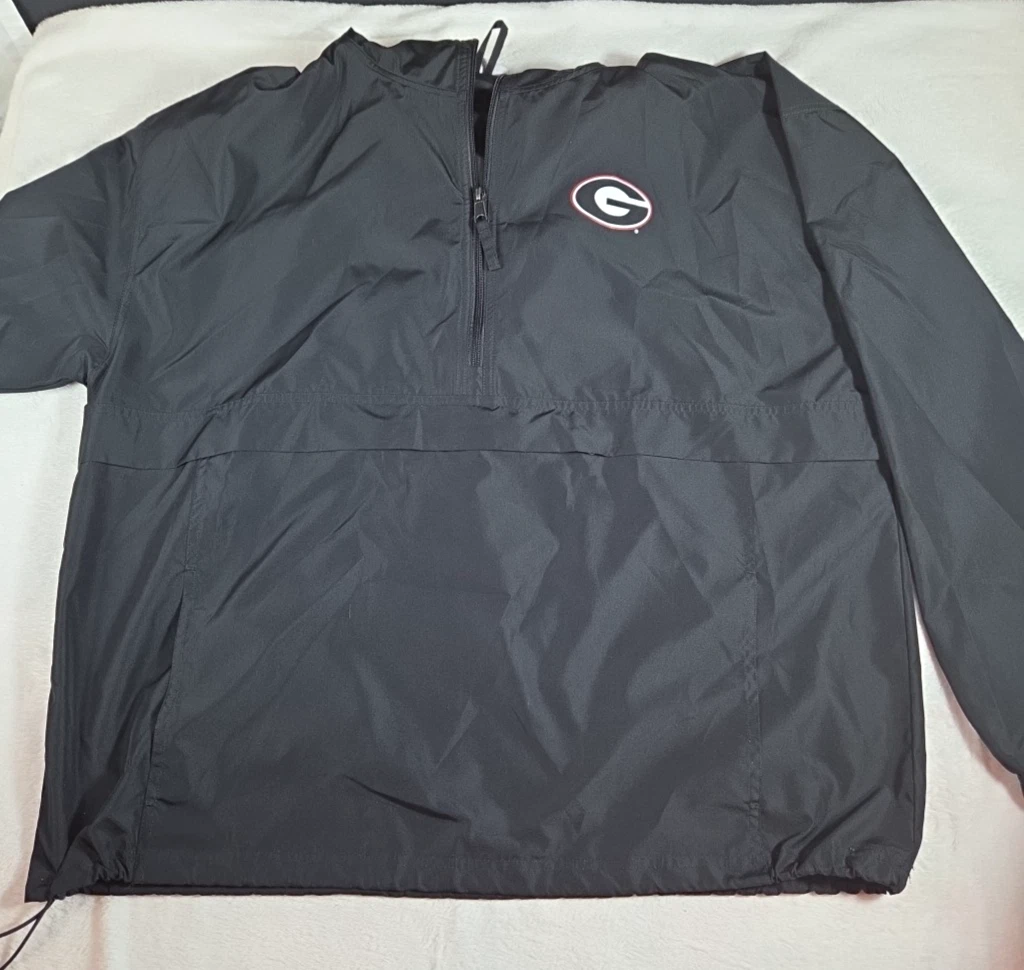 Champion Georgia Bulldog Mens 2XL Black Pullover Windbreaker Hoodie Jacket image 11
