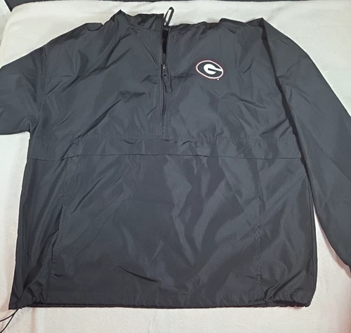 Champion Georgia Bulldog Mens 2XL Black Pullover Windbreaker Hoodie Jacket image 11