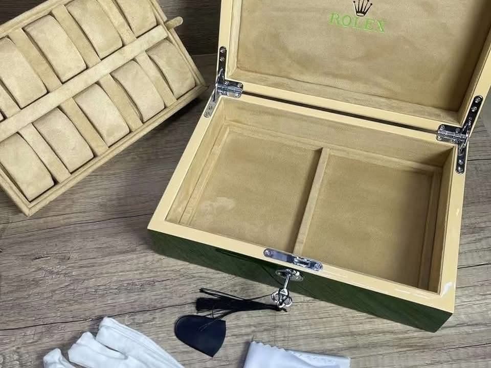ROLEX WOODEN BOX STORAGE GREEN | eBay