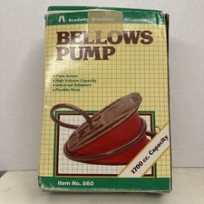 Vintage Academy Broadway Twin Action Bellows Pump In Box Tested Working No.860