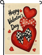 Valentines Day Garden Flag 12X18 Inch Love Heart Double Sided Flag for Anniversa