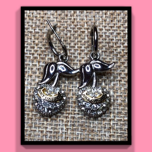 JUICY COUTURE - Silver plated Jewel Heart Drop Dangle Earrings