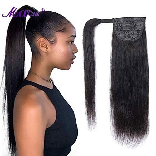 Human Hair Wrap Around Ponytail Straight Remy Hair Clip in Hair Extensions - Picture 1 of 24