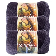 (3 Pack) Lion Brand Yarn 826-240F Scarfie Yarn, Eggplant/Lilac