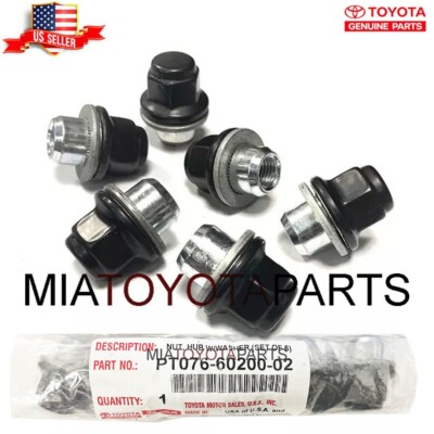 6 Set Black Lug Nuts Toyota Genuine Parts 4Runner Tacoma PT076