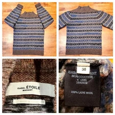 Isabel Marant Etoile 100% Laine Wool Mock Neck Sweater Sz 38