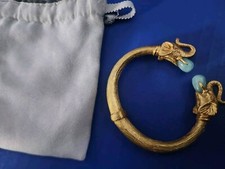 Julie Vos Elephant Cuff Hinged Bracelet Light Blue Stones