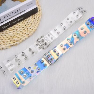 Stylish Metal Plastic Belts - 3.8cm Clear PVC Waistband Pin Buckle