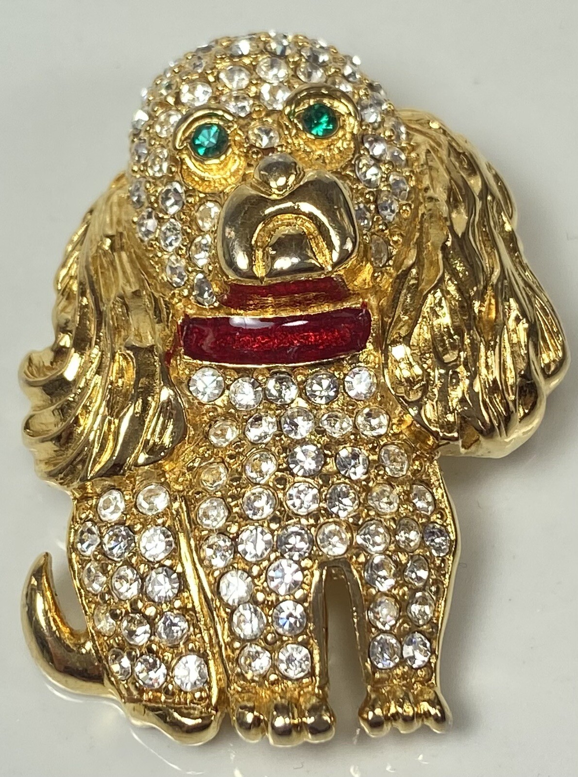 KENNETH JAY LANE VINTAGE GOLDTONE RHINESTONE DOG … - image 1