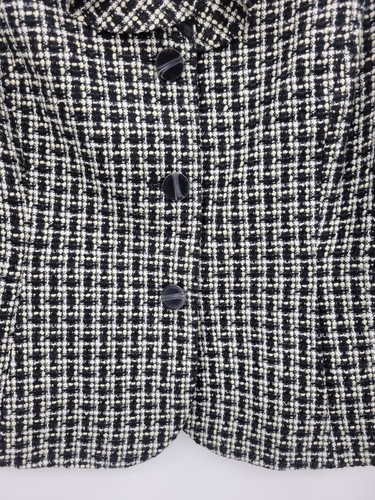 Sandro Blazer Womens Large Black Ivory Tweed Button Front Caree Old Money Jacket - Picture 5 of 12