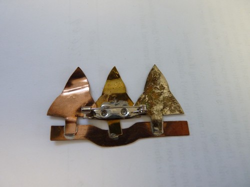 Artisan Mixed Metals Tri Color Starry Night Christmas Tree Pin Brooch - Picture 3 of 3