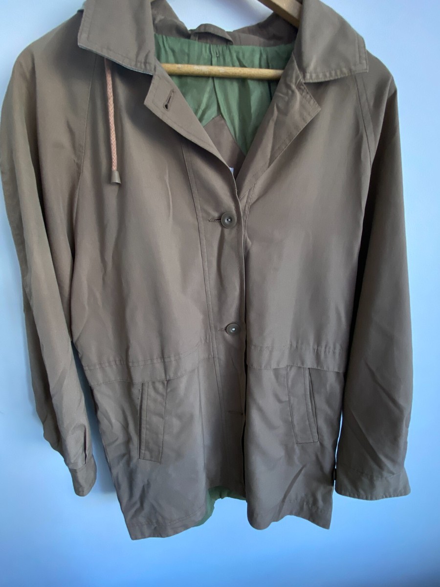 Vintage A Virgo Model Hooded Jacket Women Size Brown Button Long