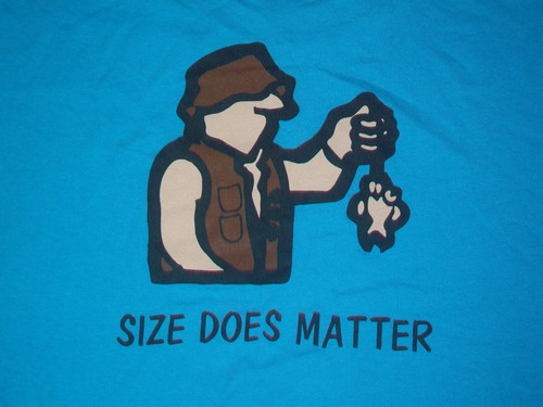 funny COLLEGE FRAT SIZE DOES MATTER FISH blue t shirt 2XL party beer - Picture 6 of 6