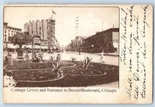 1903 Cottage Grove & Entrance To Drexel Boulevard Chicago Illinois IL Postcard