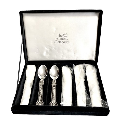 Set 6 cucchiaini da tè Holiday Demitasse Silver Plate Bombay Co. nuovi mai usati scatola - Foto 2 di 5