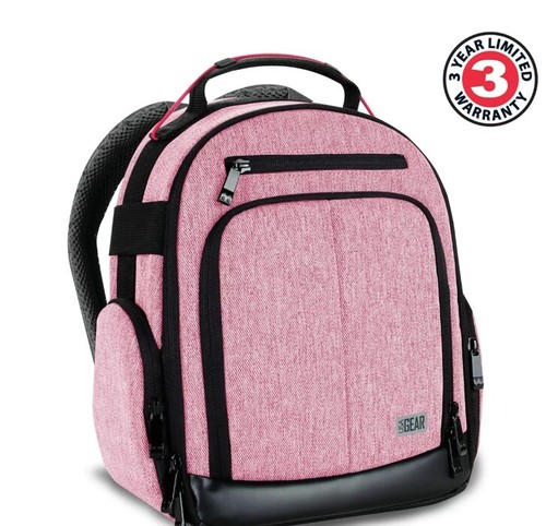 USA Gear DSLR Camera Backpack - Pink/Black, Customizable, Compact, Fits Lenses - Picture 15 of 23