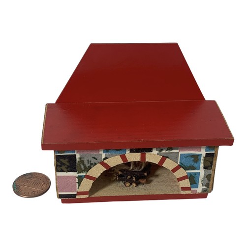 Casa de muñecas casa de muñecas de madera muebles chimenea y pollo miniatura Ooak Vinta - Imagen 11 de 12