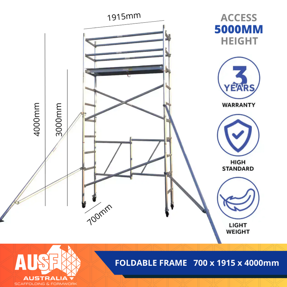 2/3/4/5M Mobile Scaffold Foldable Tower 225KG Capacity Adjustable ...